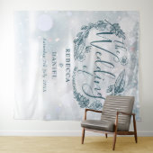 Tenture Flocon de neige Floral Mariage d'hiver Contexte (En situation (horizontale))