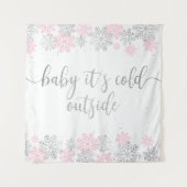 Tenture Flocons de neige rose et argent (Devant)