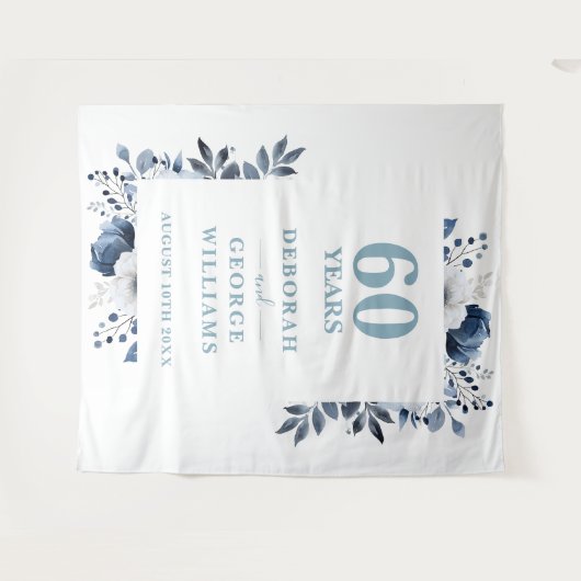 Tenture Floral 60th Anniversary Photo Booth fond (Devant (Horizontal))