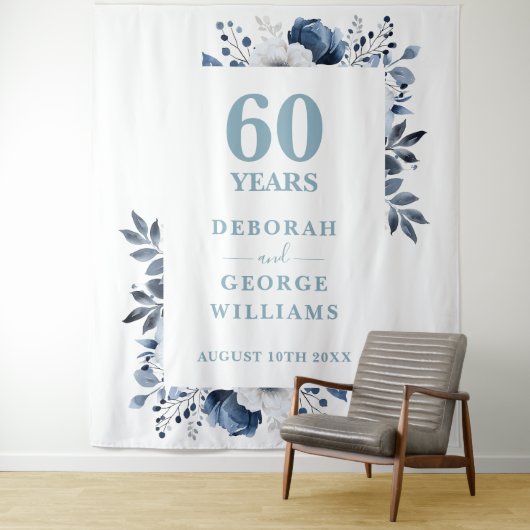 Tenture Floral 60th Anniversary Photo Booth fond (En situation)