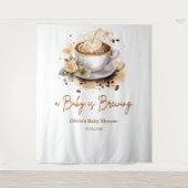 Tenture Floral A Baby is Brewing Brown Coffee Baby Shower (Devant)