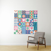 Tenture Floral Abstrait : Scandinave Folk Design. (En situation)