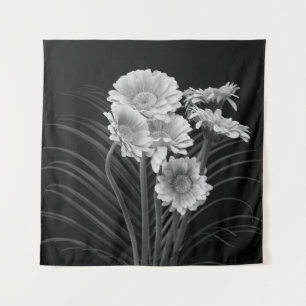 Tenture Floral art encore vie détaillée monochrome mac