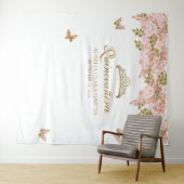 Tenture Floral Blush Rose Or Tiara Butterfly Quinceañera (En situation (horizontale))