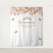 Tenture Floral Blush Rose Or Tiara Butterfly Quinceañera (Devant)