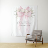 Tenture Floral Bow Pink Coquette Baby Shower (En situation)
