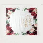 Tenture Floral Burgundy & blush Bridal Shower backdrop (Devant (Horizontal))