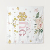 Tenture Floral de neige d'hiver ONEderland 1er anniversair (Devant (Horizontal))
