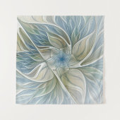 Tenture Floral Dream Motif Abstrait Blue Khaki Fractal (Devant (Horizontal))