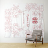 Tenture Floral Dusty rose Mariage chinois fond (En situation (horizontale))