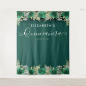 Tenture Floral Emerald Vert Anniversaire Quinceanera Photo (Devant)