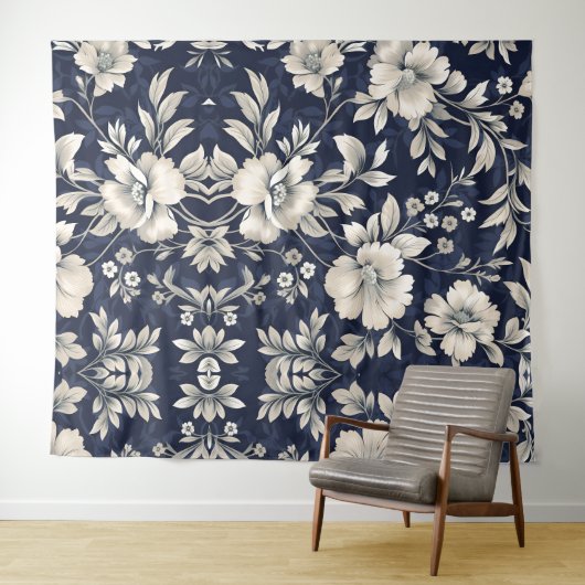 Tenture Floral en bleu (En situation (horizontale))