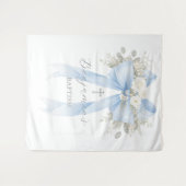 Tenture  Floral Eucalyptus Blue Bow Baby Boy Baptism (Devant (Horizontal))