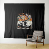 Tenture Floral Fall Skeleton Boho Halloween (En situation (horizontale))