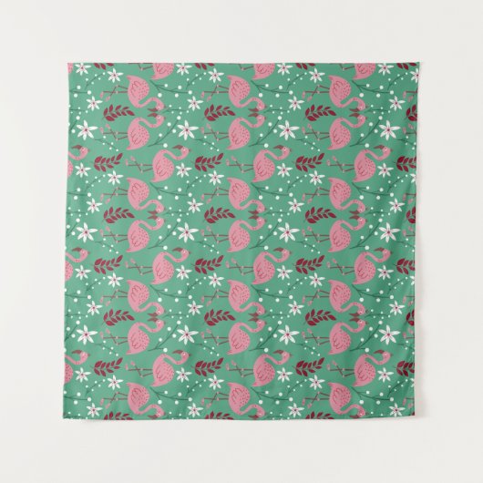 Tenture Floral flamingo sans couture motif rose vert (Devant (Horizontal))