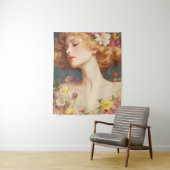 Tenture Floral Goddess Vintage Wall Tapestry (En situation)