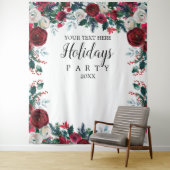 Tenture Floral Holiday Party photobooth backdrop  (En situation)