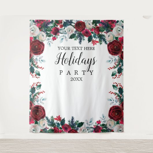 Tenture Floral Holiday Party photobooth backdrop  (Devant)