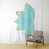 Tenture Floral Lotus Aquarelle Mer Bleu & Faux Or (En situation)