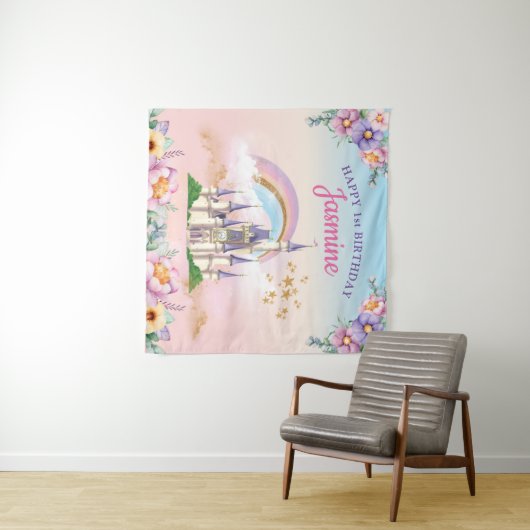 Tenture Floral Magical Princess Castle Backdrop & Tapestry (En situation (horizontale))