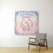 Tenture Floral Magical Unicorn Backdrop & Tapestry (En situation)