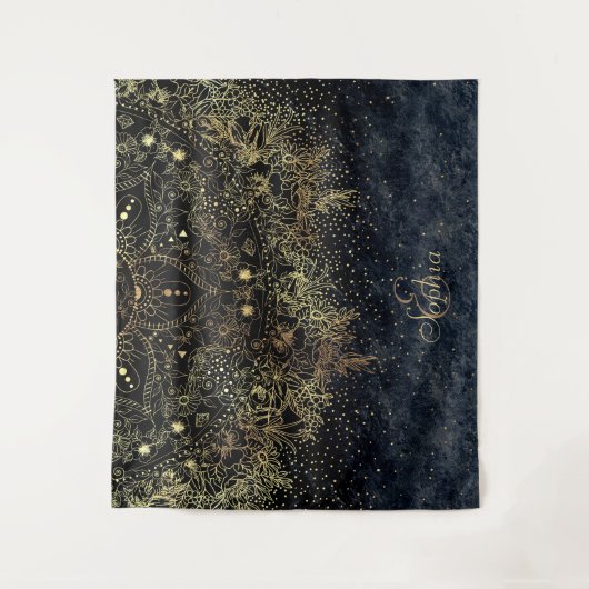 Tenture Floral Mandala or bleu (Devant)