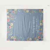 Tenture Floral moderne Dusty Blue Mariage fond photo (Devant (Horizontal))