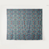 Tenture Floral pattern on green leaves blue background (Devant (Horizontal))