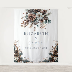 Tenture Floral Pinecone Mariage Party Photo Booth fond