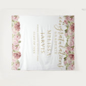 Tenture Floral Rose Gold Script Graduation photo fond (Devant (Horizontal))