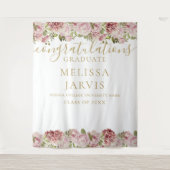 Tenture Floral Rose Gold Script Graduation photo fond (Devant)