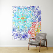 Tenture Floral rouge et bleu (En situation)