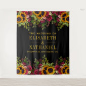 Tenture Floral rustique mariage photo stand fond noir (Devant)