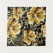 Tenture Floral seamless pattern. Flourish 3d wallpaper. Or (Devant (Horizontal))