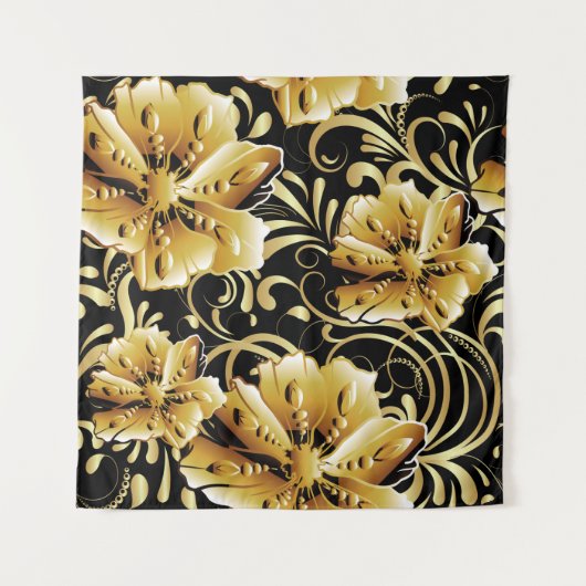Tenture Floral seamless pattern. Flourish 3d wallpaper. Or (Devant)
