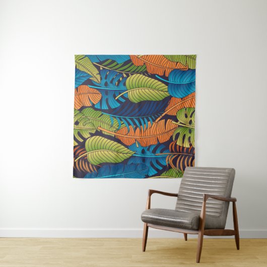 Tenture Floral seamless pattern with leaves. tropical back (En situation (horizontale))