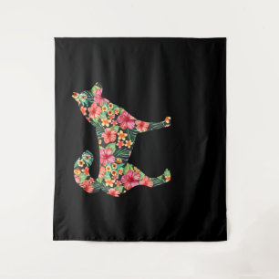 Tenture Floral sibérian husky lovely flower dog venin