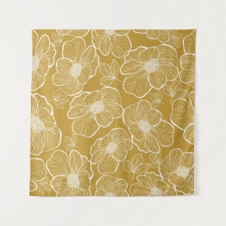 Tenture Florale d'or monochrome : Abstrait sans fil