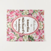 Tenture Flore blanche rose Mariage arrière-plan (Devant (Horizontal))