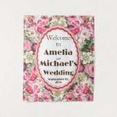 Tenture Flore blanche rose Mariage arrière-plan (Devant)