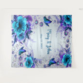 Tenture Flore Bleue Et Papillon Mariage Arrière-Plan (Devant (Horizontal))