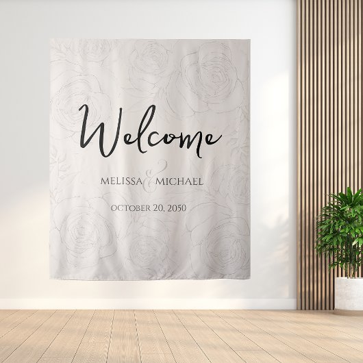 Tenture Flore Blush Calligraphie Ampersand Vert