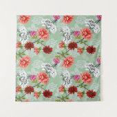 Tenture Flore de printemps vert : main tirée (Devant (Horizontal))