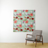 Tenture Flore de printemps vert : main tirée (En situation (horizontale))