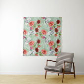Tenture Flore de printemps vert : main tirée (En situation)