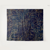 Tenture Flore dorée et bleu Dahlia (Devant (Horizontal))