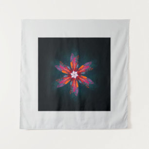 Tenture Flore Mandala Flowers Orange Red Blue Abstract