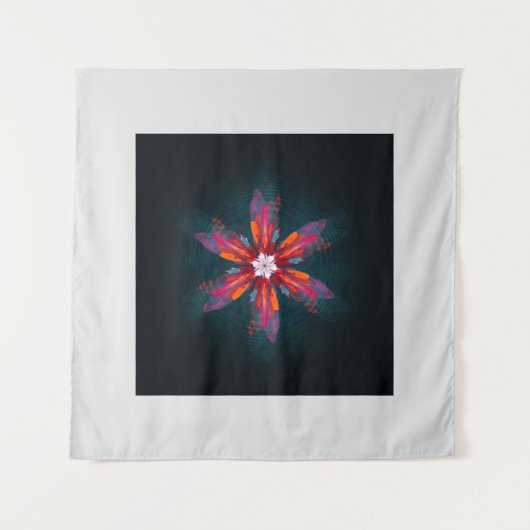 Tenture Flore Mandala Flowers Orange Red Blue Abstract (Devant)
