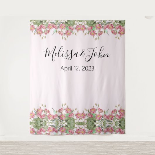 Tenture Flore rose pâle Rose Mariage arrière-plan (Devant)