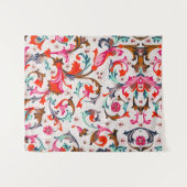 TENTURE FLORENTINE RENAISSANCE ROUGE FLEURS, FLEURS (Devant (Horizontal))